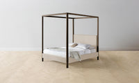 The Thompson Canopy Bed - Pebbled Leather Stone