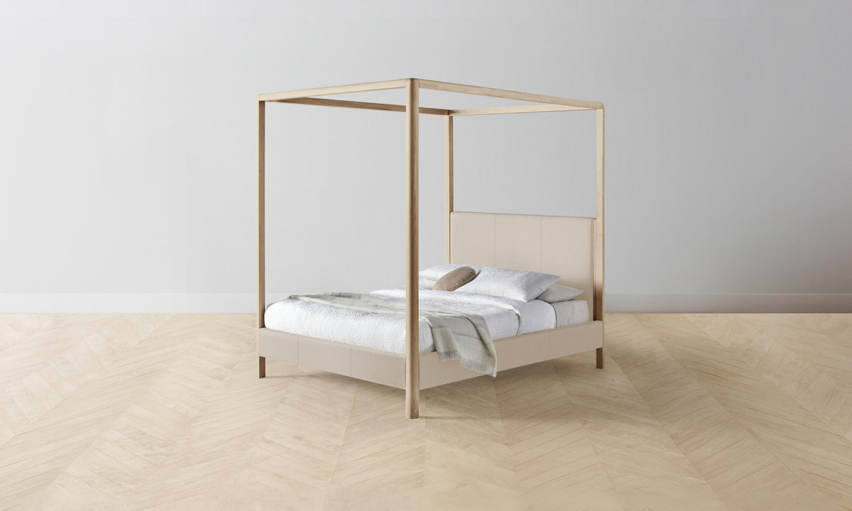 The Thompson Canopy Bed - Pebbled Leather Stone