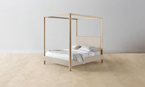 The Thompson Canopy Bed - Pebbled Leather Stone