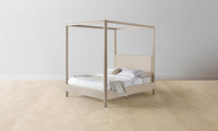 The Thompson Canopy Bed - Pebbled Leather Stone