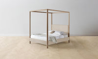 The Thompson Canopy Bed - Pebbled Leather Stone