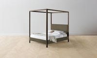 The Thompson Canopy Bed - Pebbled Leather Truffle