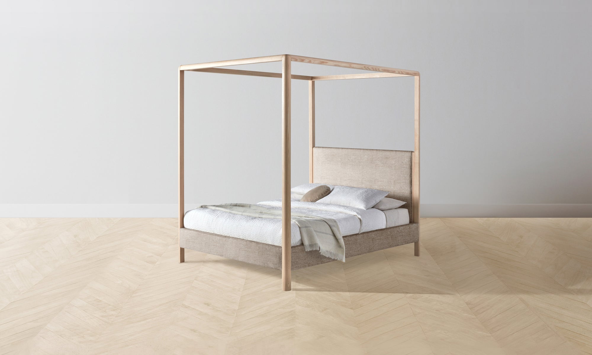 The Thompson Canopy Bed Muslin on Reverse - Performance Basketweave Malt