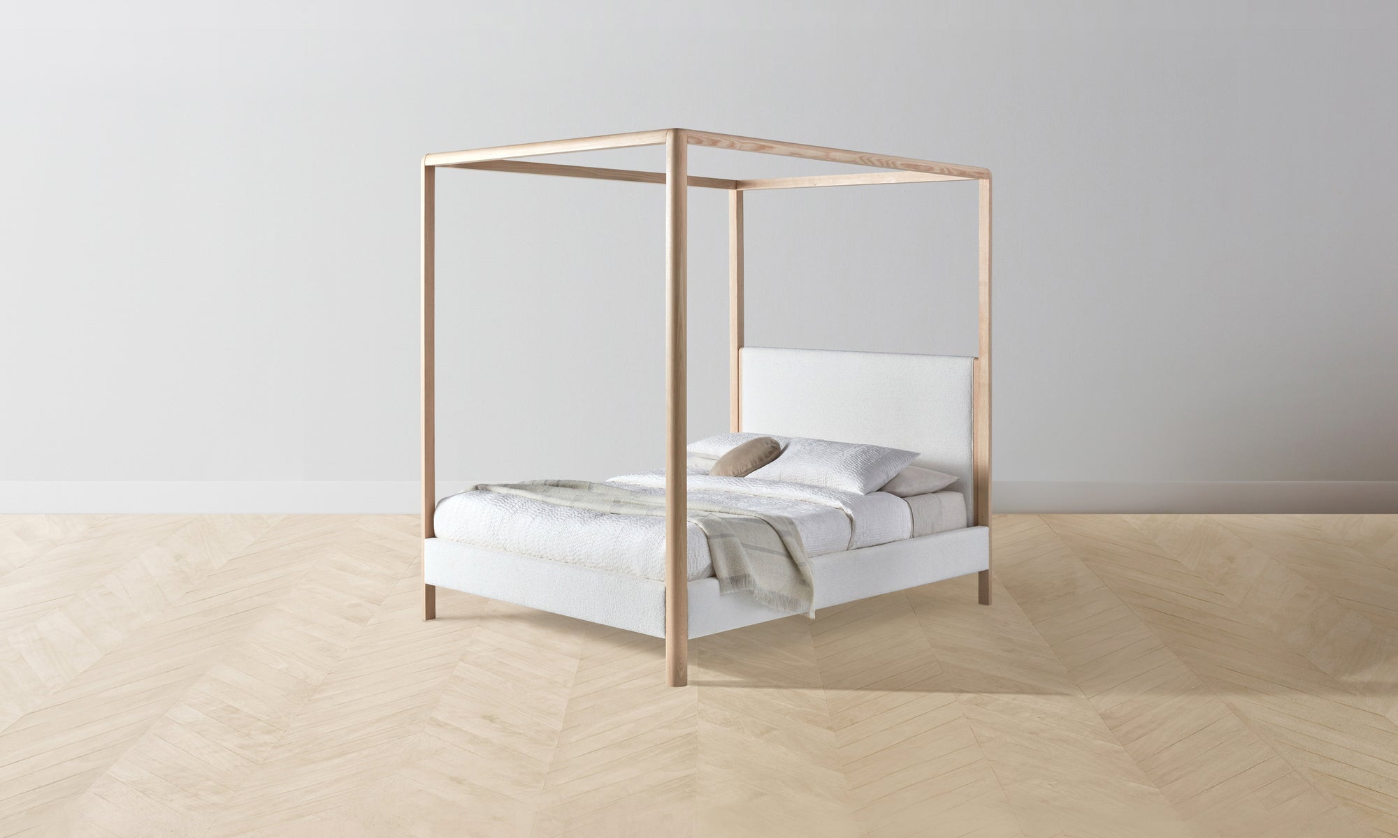 The Thompson Canopy Bed Muslin on Reverse - Performance Bouclé Polar