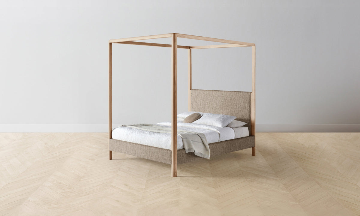 The Thompson Canopy Bed in Performance Textural Weave Earthen with Driftwood