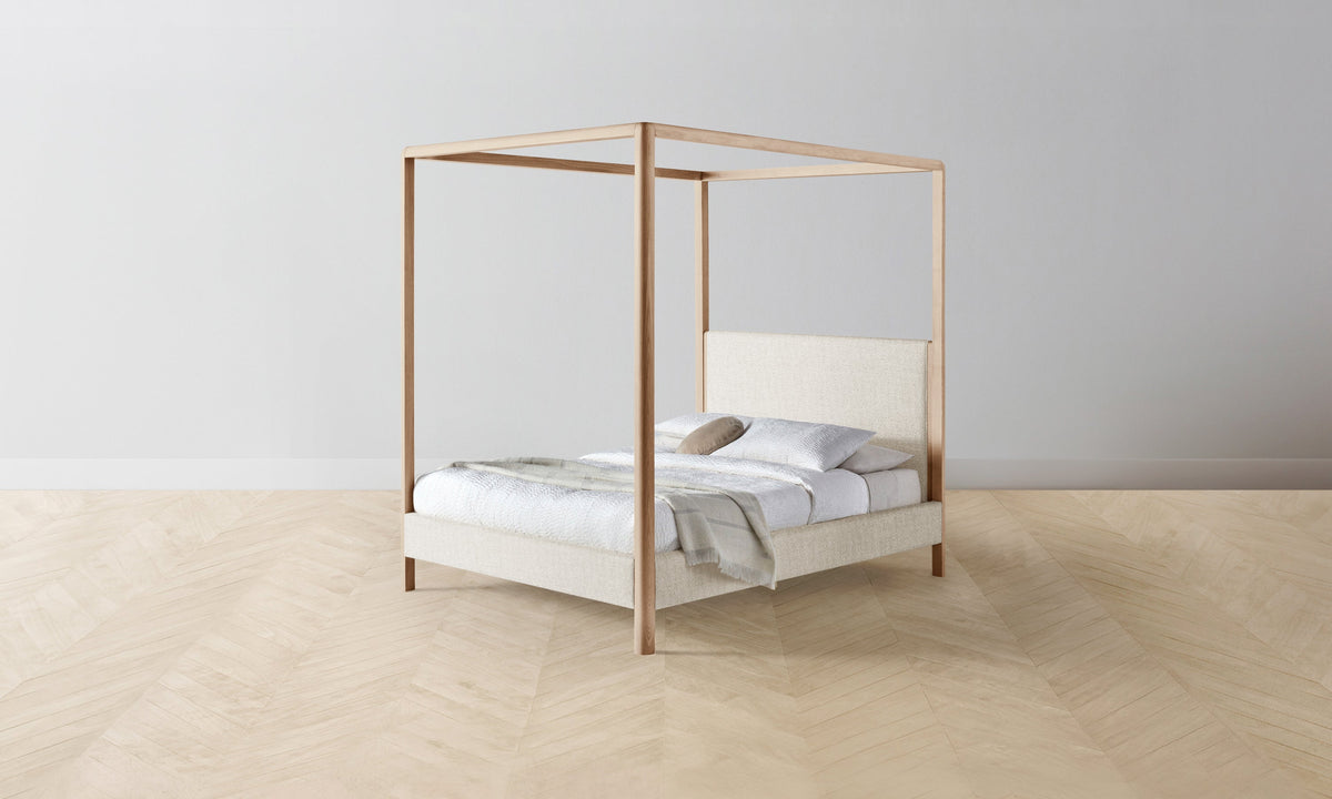 The Thompson Canopy Bed in Performance Textural Weave Wisp with Driftwood