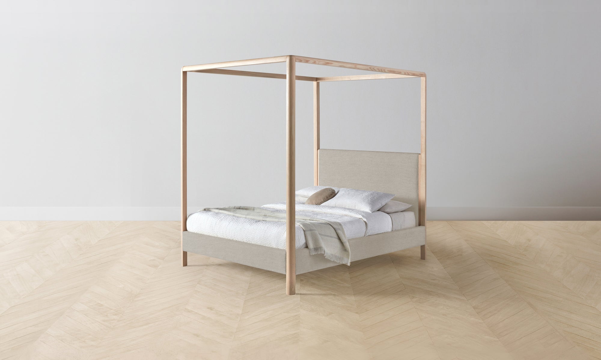 The Thompson Canopy Bed Muslin on Reverse - Performance Textured Linen Flax