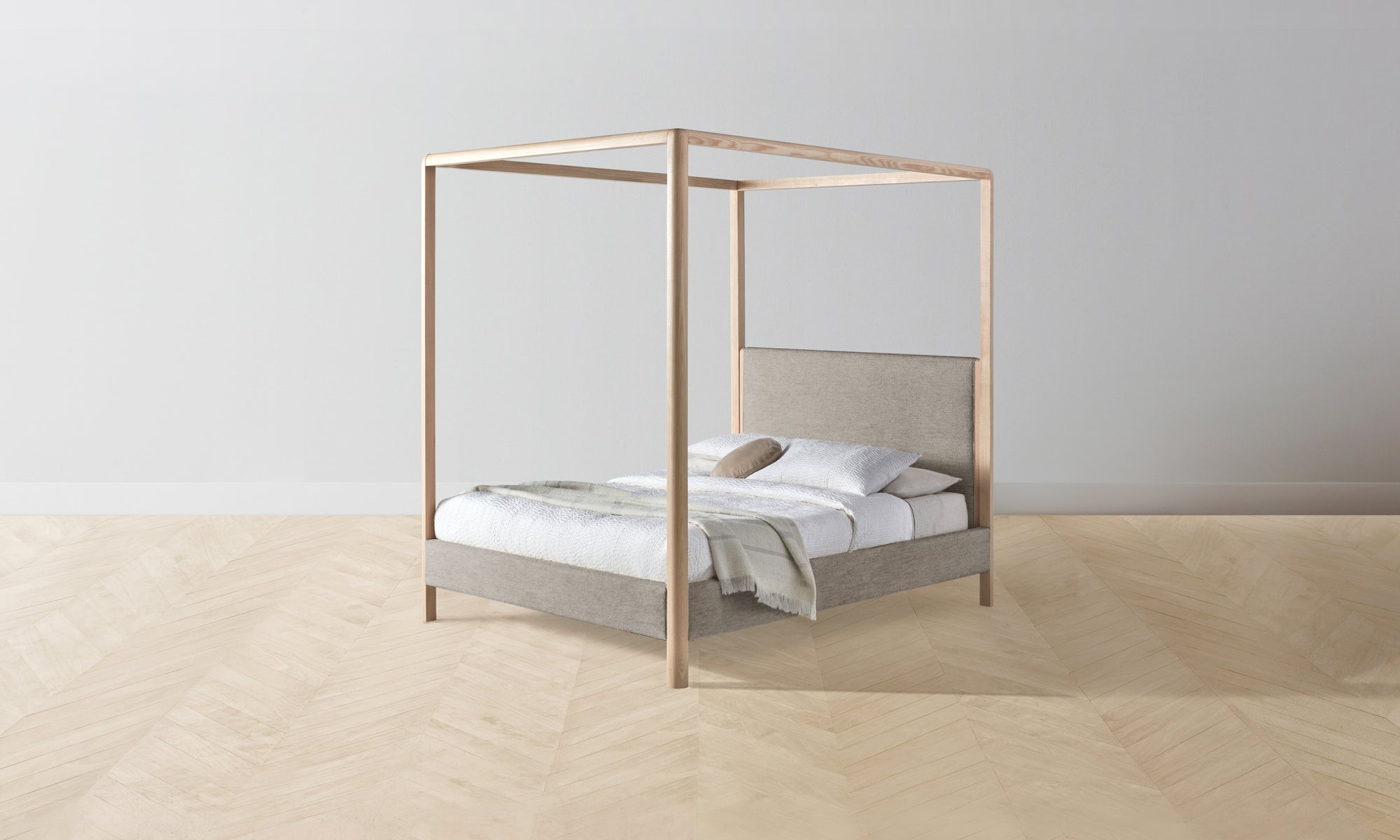 The Thompson Canopy Bed Muslin on Reverse - Performance Tweed Oatmeal