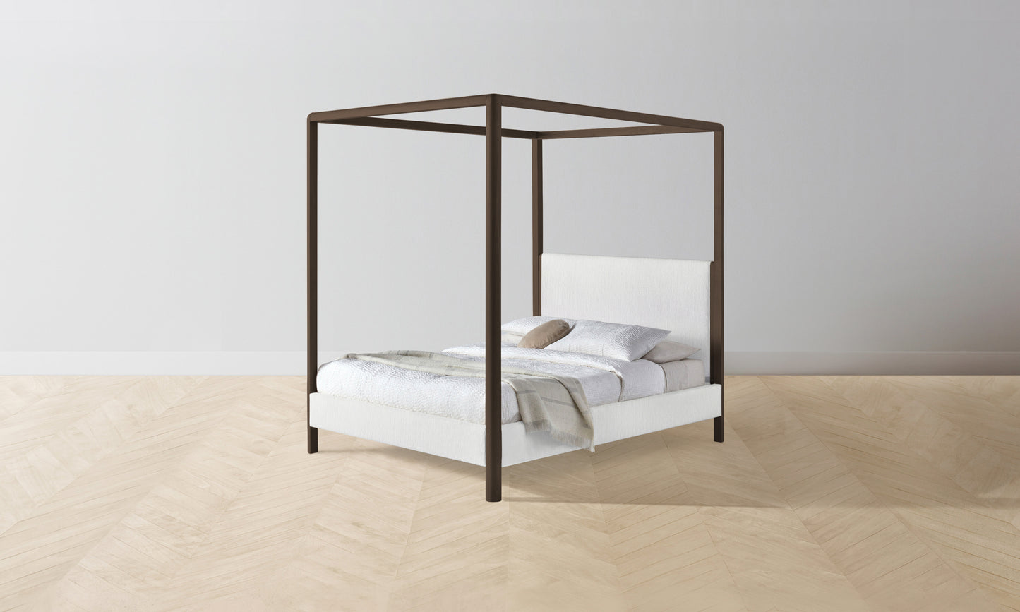 The Thompson Canopy Bed Muslin on Reverse - Performance Tweed Salt