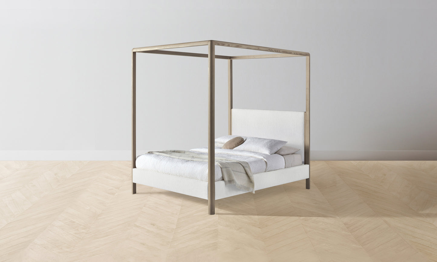 The Thompson Canopy Bed Muslin on Reverse - Performance Tweed Salt