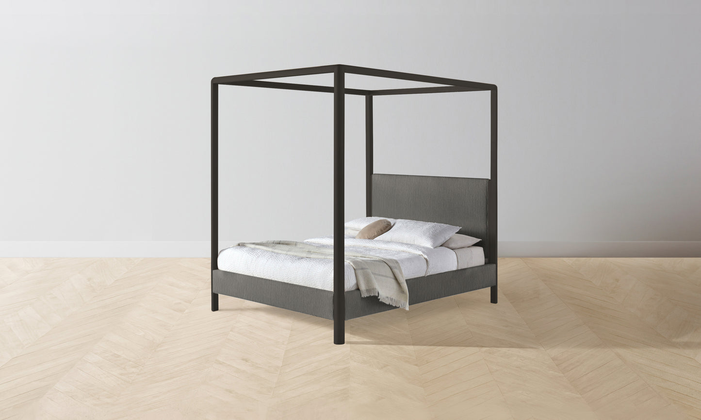 The Thompson Canopy Bed Muslin on Reverse - Performance Tweed Smoke