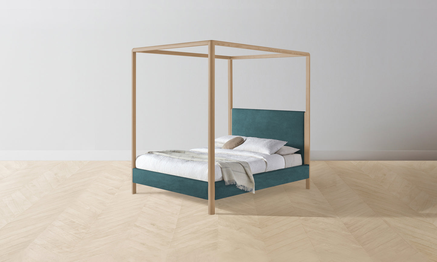 The Thompson Canopy Bed Muslin on Reverse - Performance Velvet Lagoon