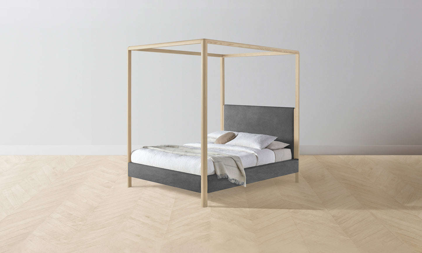 The Thompson Canopy Bed Muslin on Reverse - Performance Velvet Slate