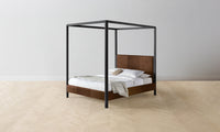 The Thompson Canopy Bed - Tuscan Leather Bourbon