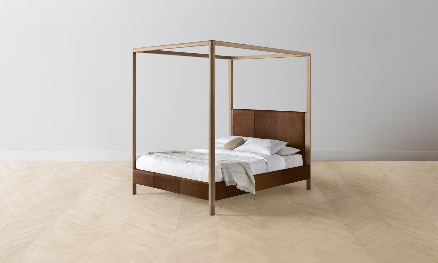 The Thompson Canopy Bed - Tuscan Leather Bourbon