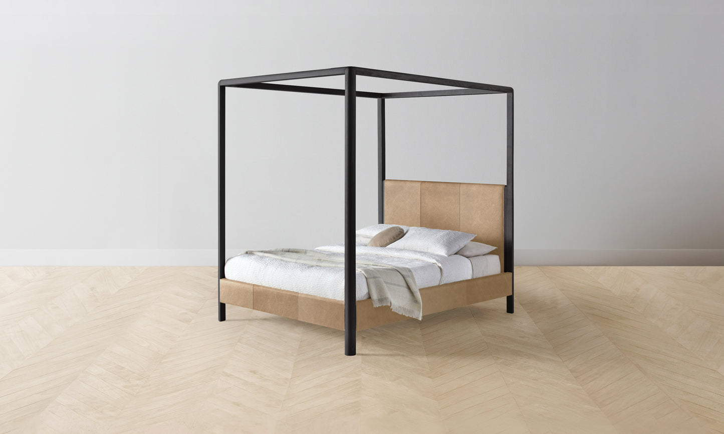 The Thompson Canopy Bed - Tuscan Leather Camel