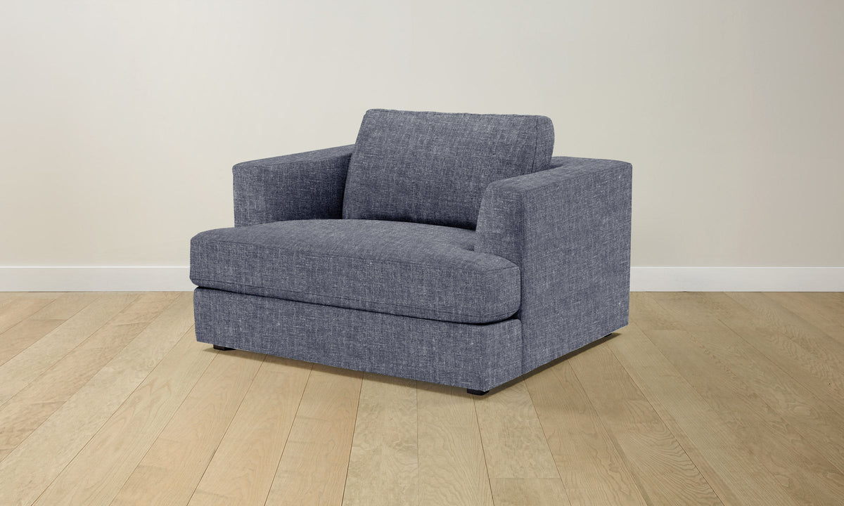 The Varick Chair-and-a-Half - Heritage Belgian Linen Lake