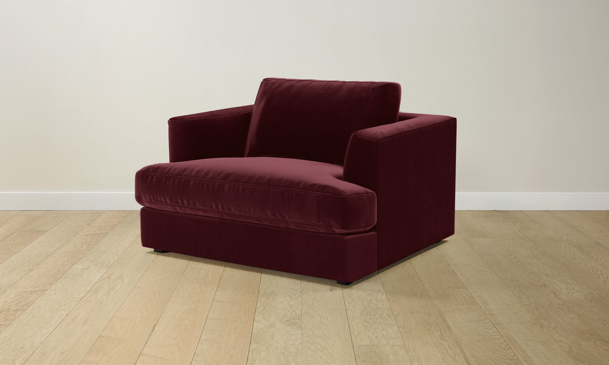 The Varick Chair-and-a-Half - Performance Velvet Merlot