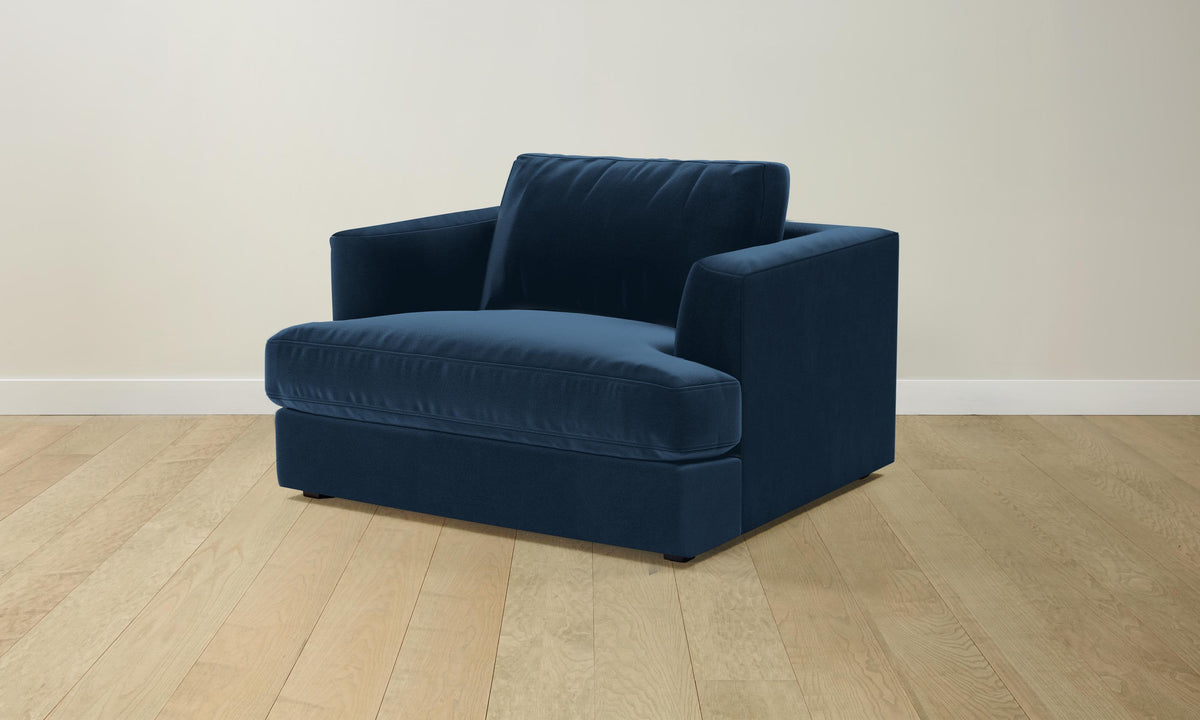 The Varick Chair-and-a-Half - Performance Velvet Sapphire