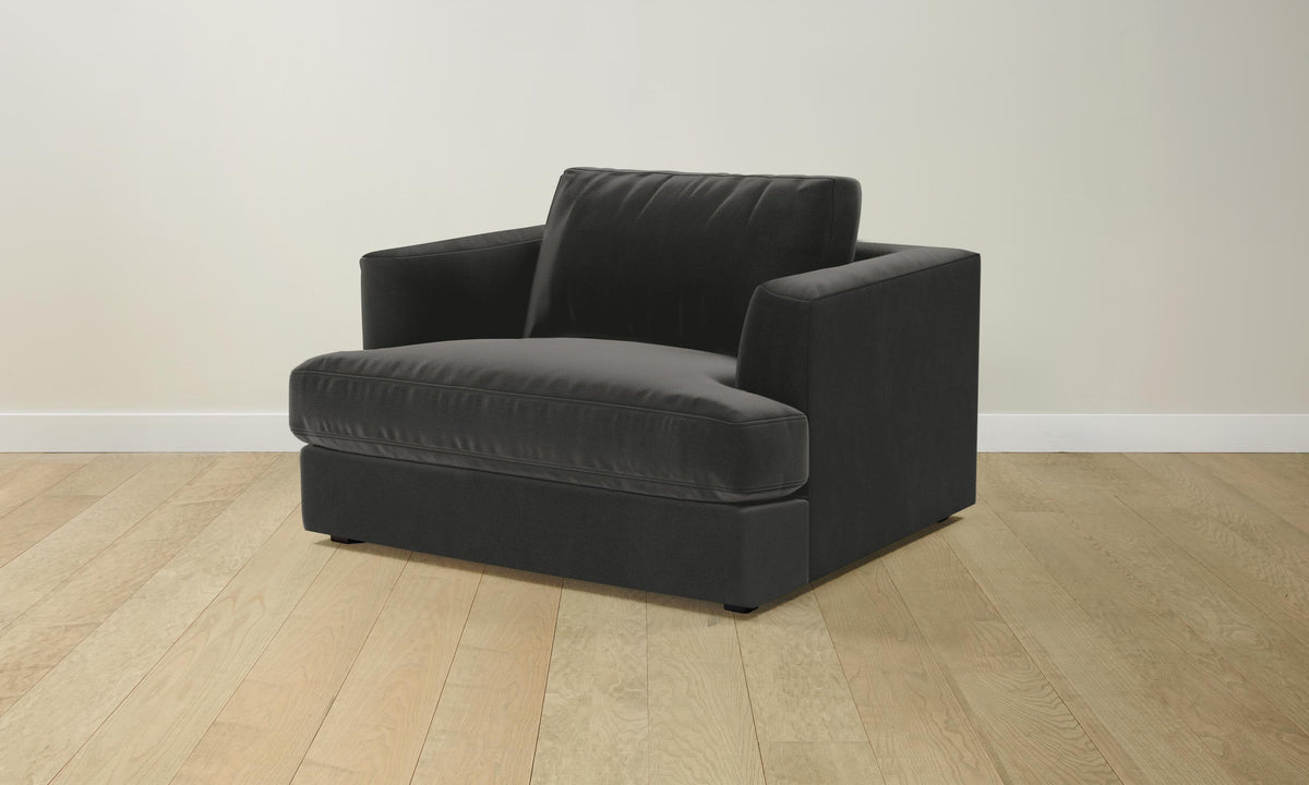 The Varick Chair-and-a-Half - Performance Velvet Slate