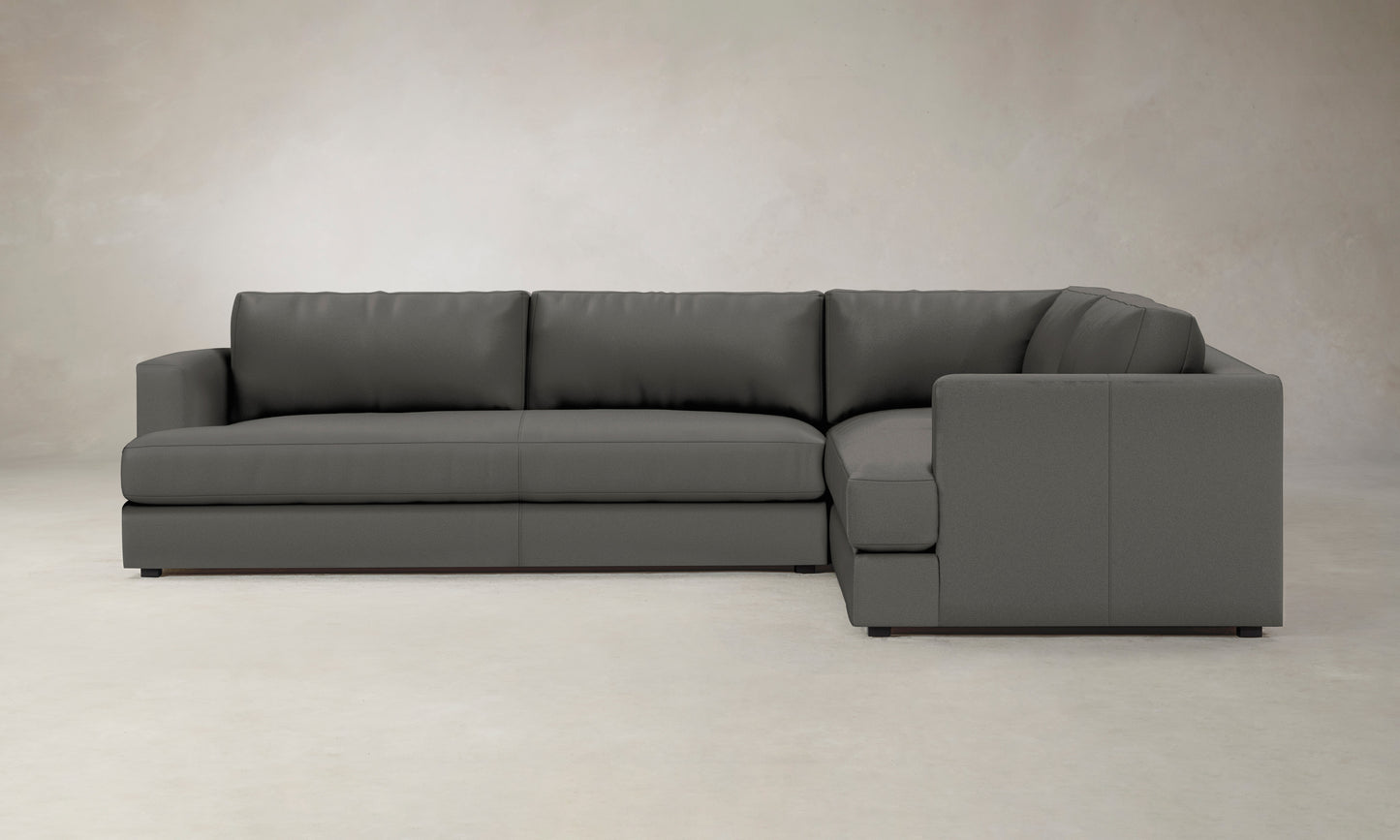 The Varick Sectional - Pebbled Leather Ash