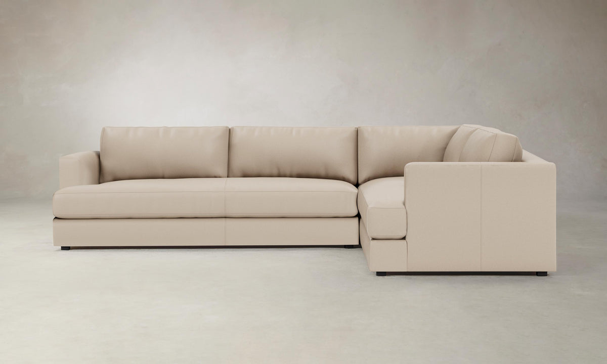The Varick Sectional - Pebbled Leather Stone