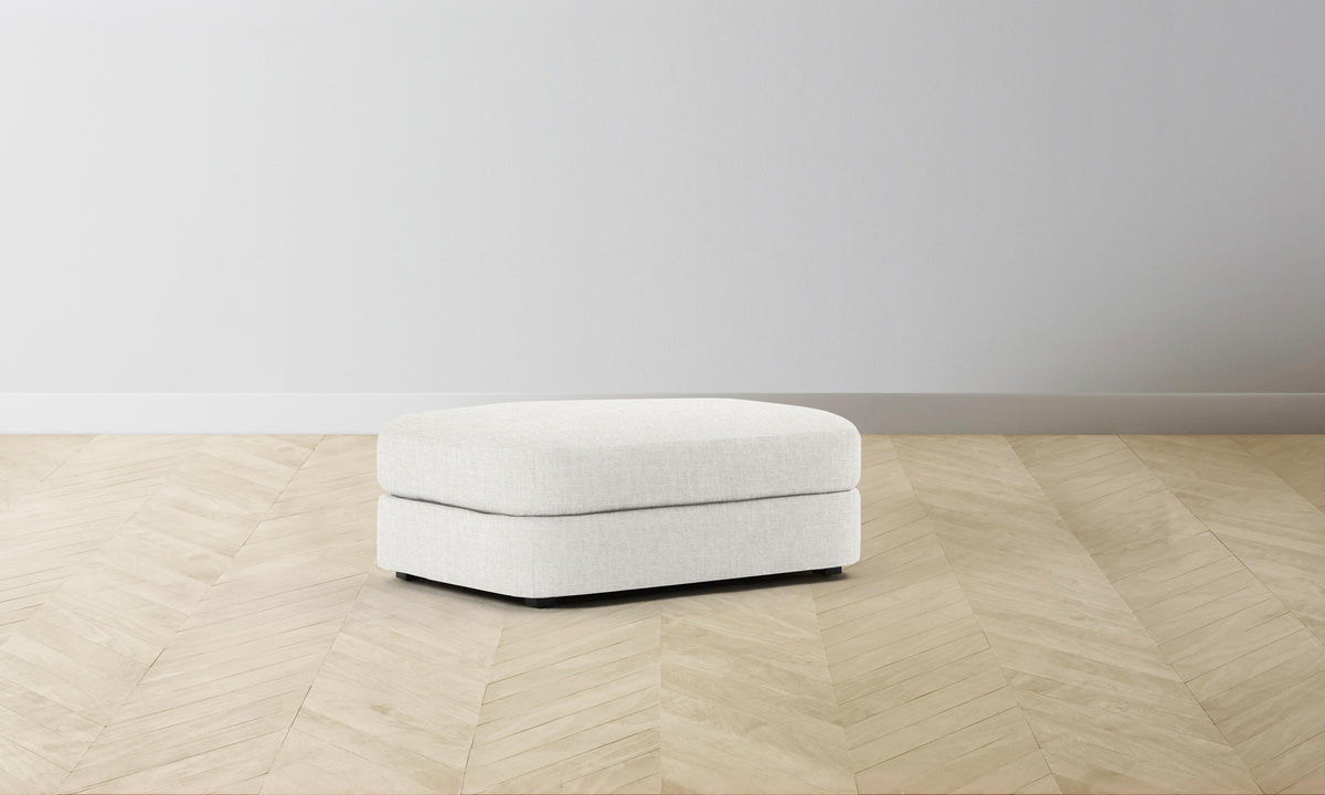 The Varick Ottoman - Heritage Belgian Linen Egret
