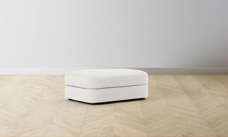 The Varick Ottoman - Heritage Belgian Linen Egret