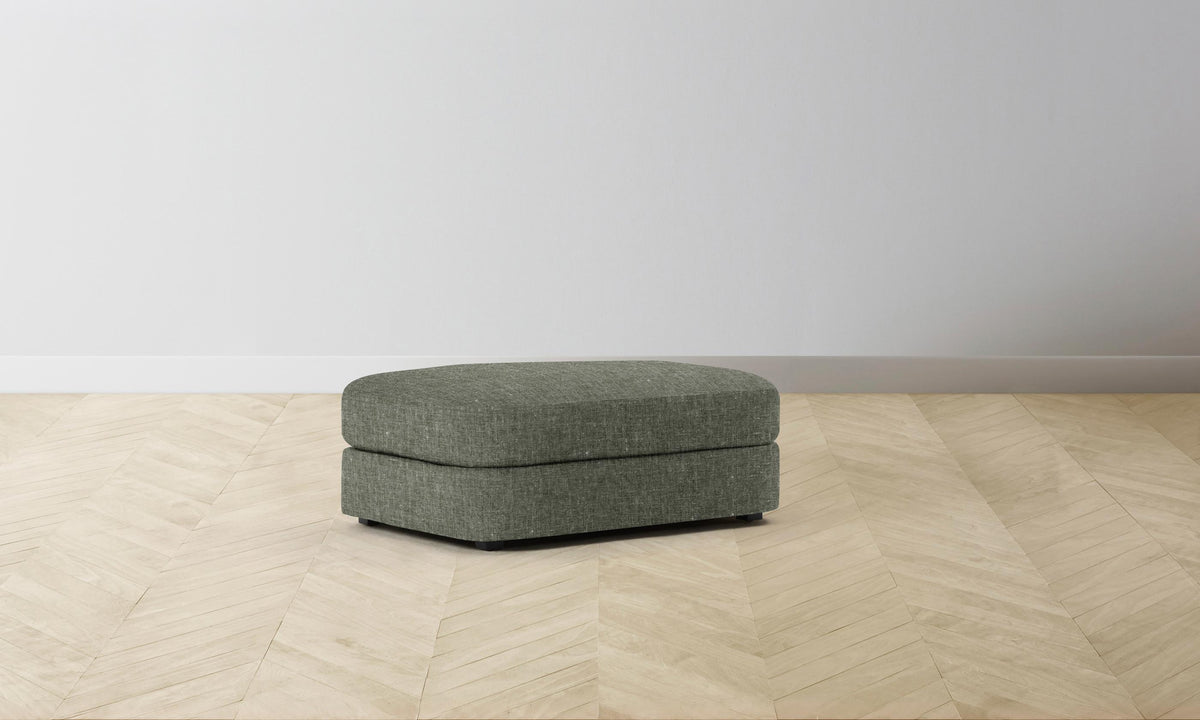 The Varick Ottoman - Heritage Belgian Linen Thyme