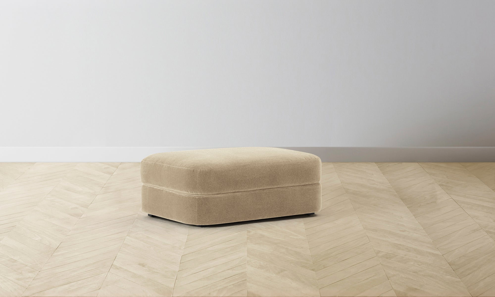 The Varick Ottoman - Mohair Almond