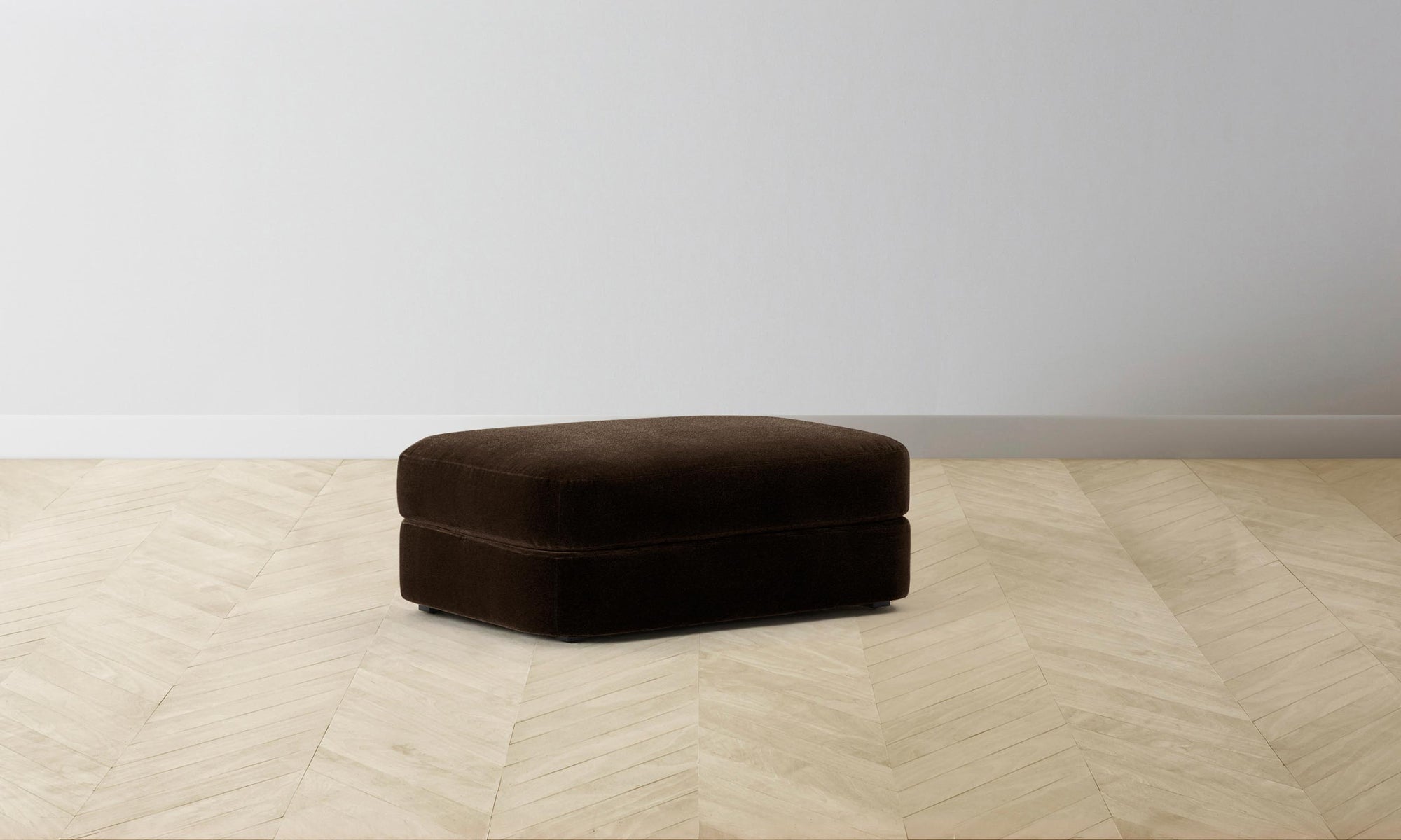 The Varick Ottoman - Mohair Chocolate