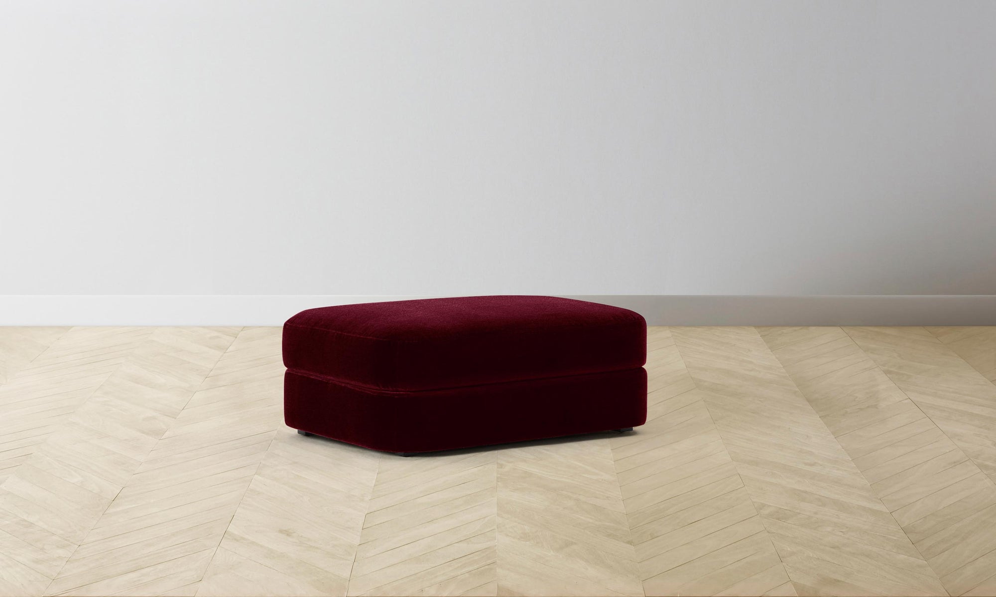 The Varick Ottoman - Mohair Crimson