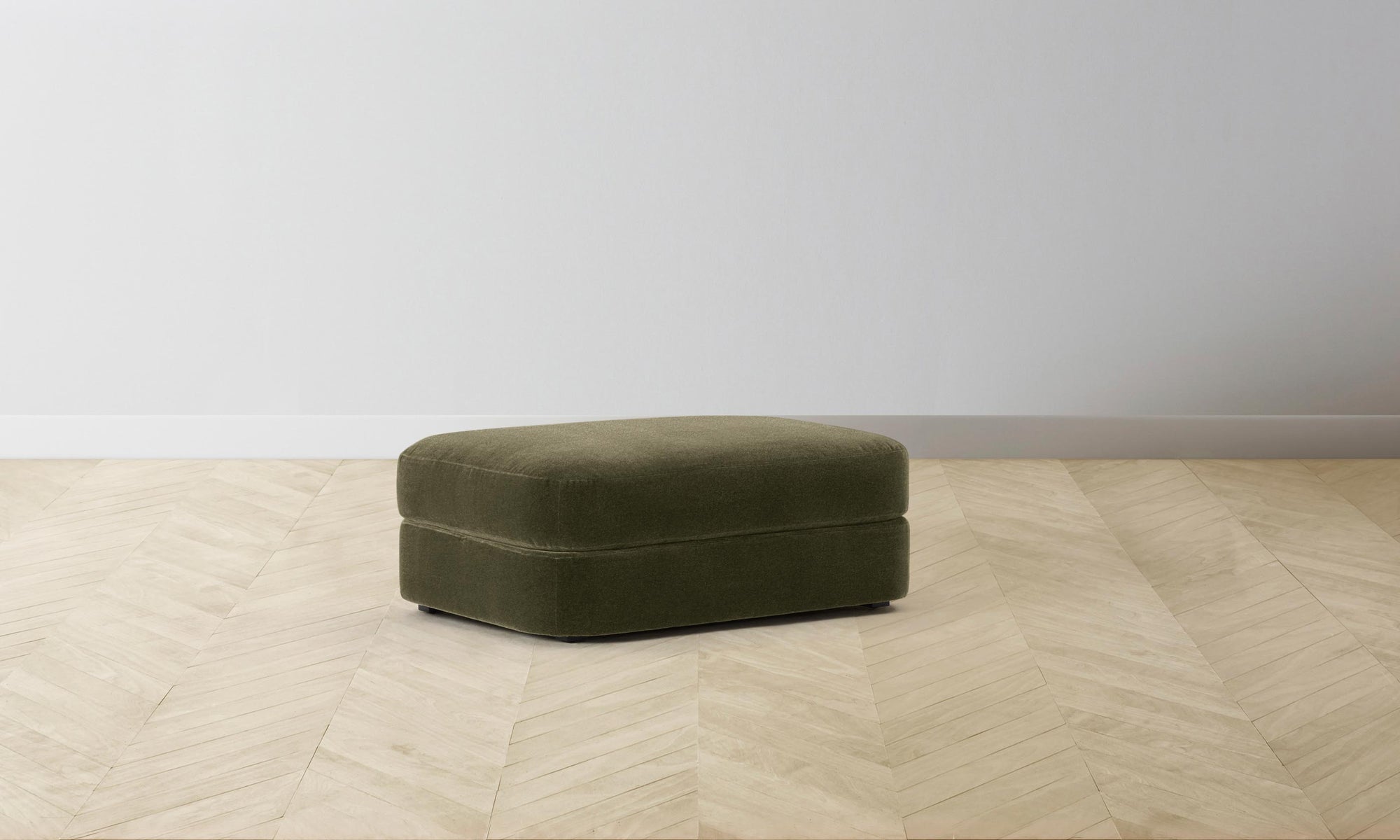 The Varick Ottoman - Mohair Moss