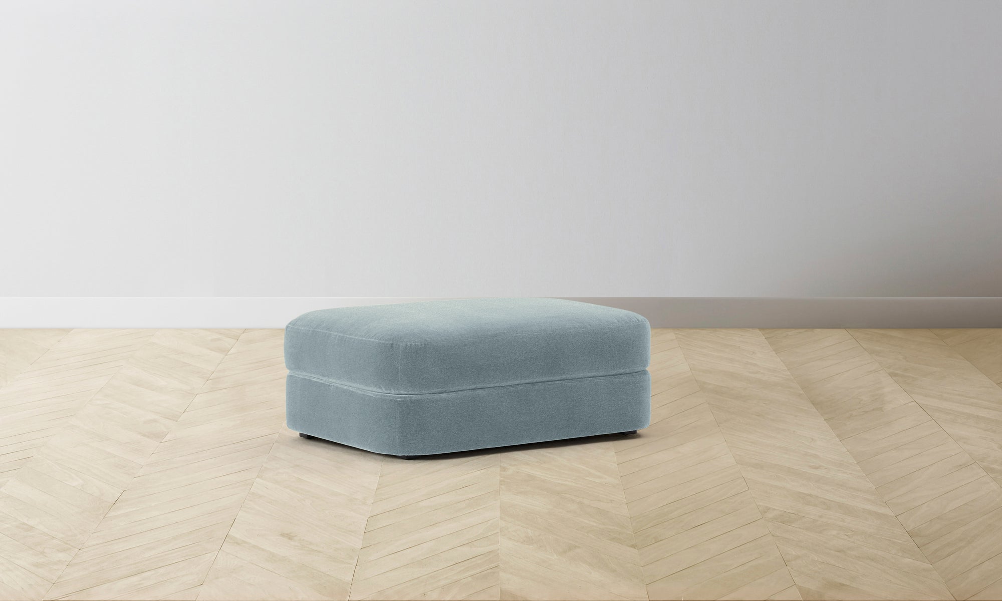 The Varick Ottoman - Mohair Slate Blue