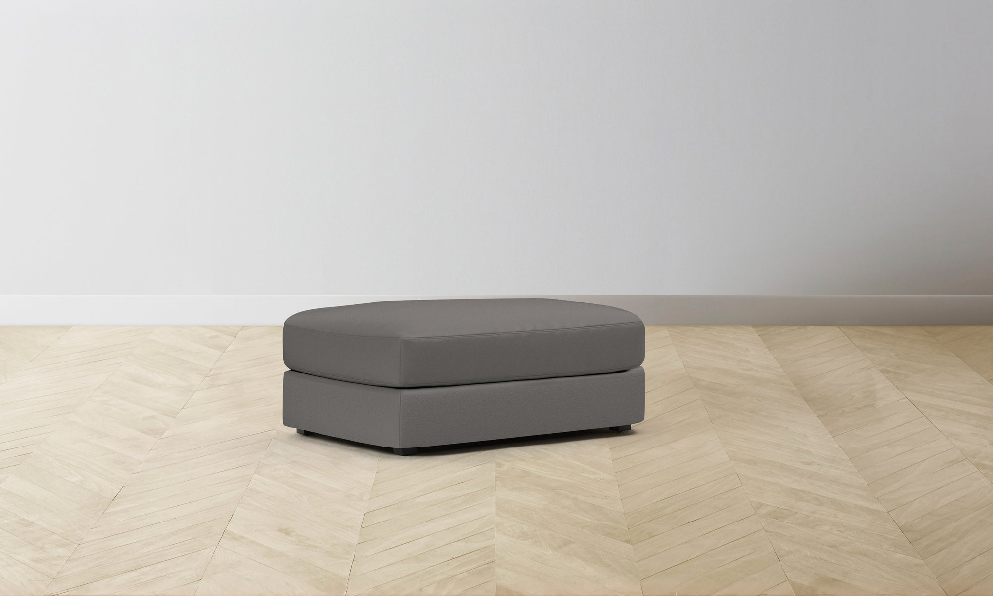 The Varick Ottoman - Pebbled Leather Ash