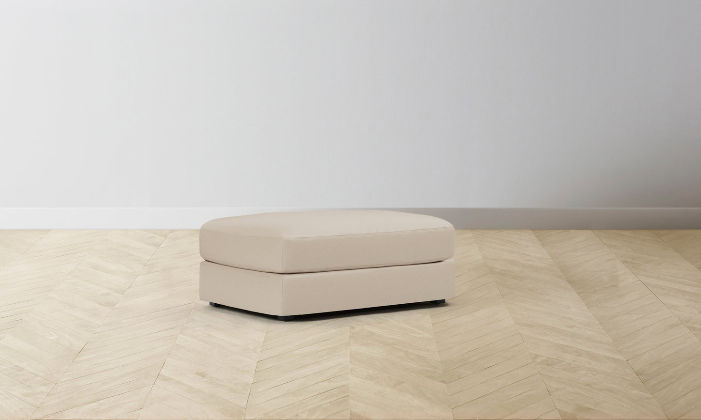 The Varick Ottoman - Pebbled Leather Stone