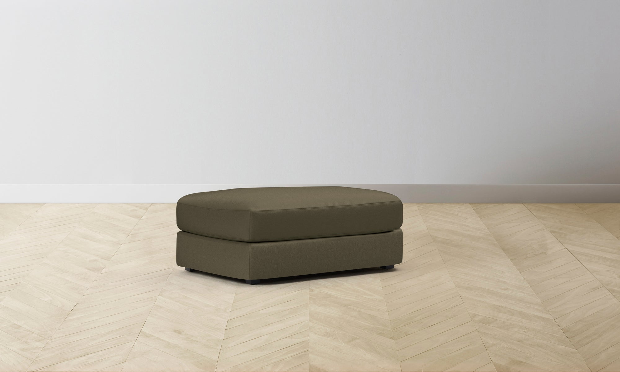 The Varick Ottoman - Pebbled Leather Truffle