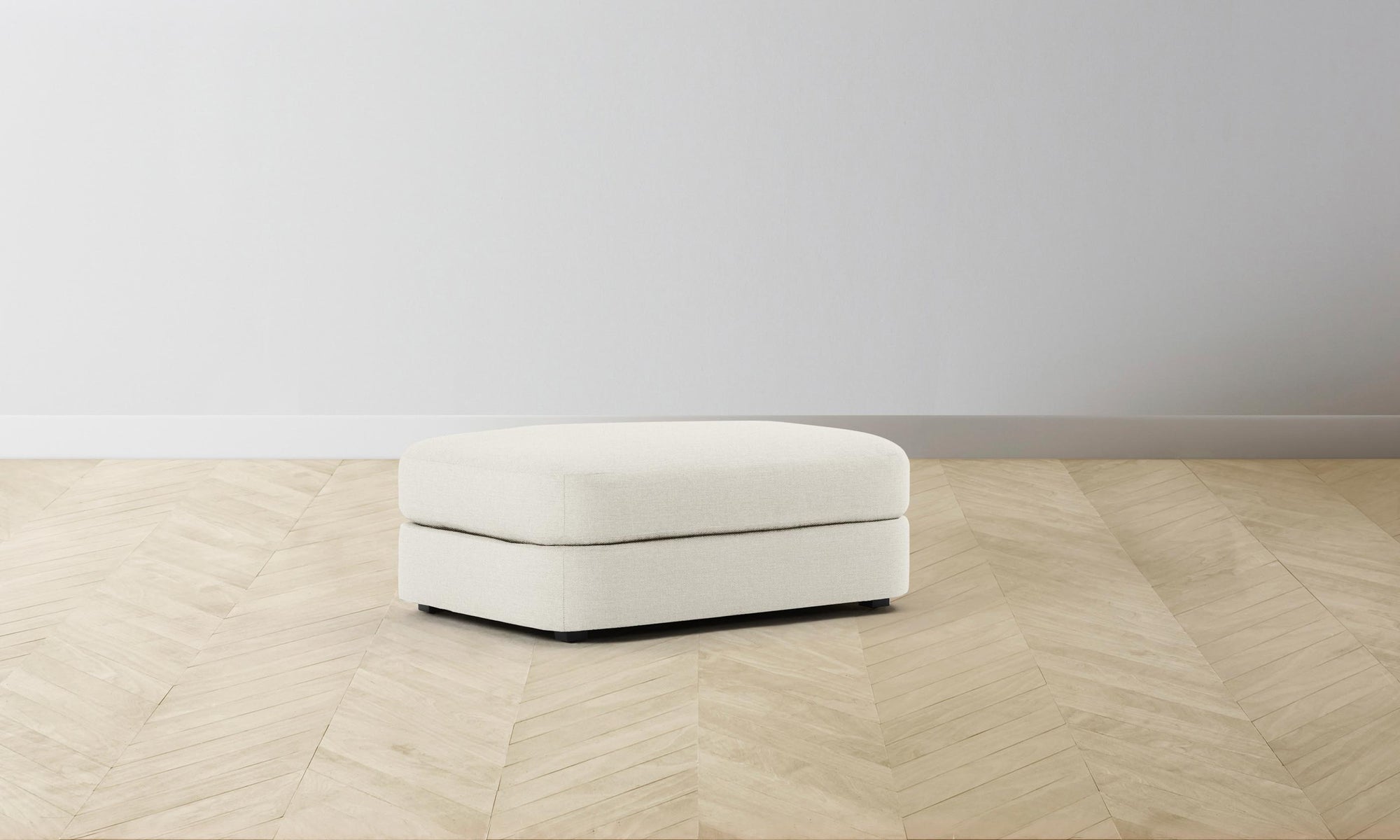 The Varick Ottoman - Performance Linen Weave Flour