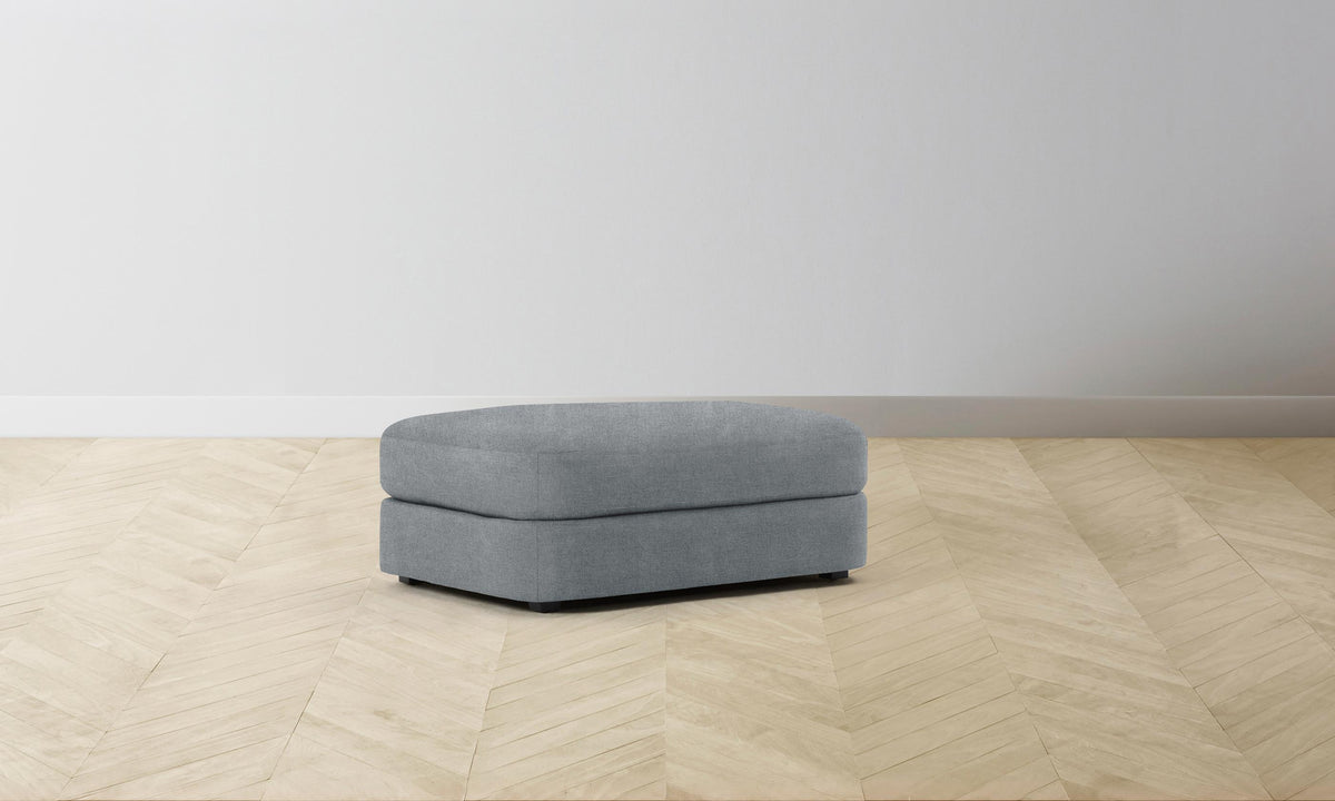 The Varick Ottoman - Performance Mélange Weave Aegean