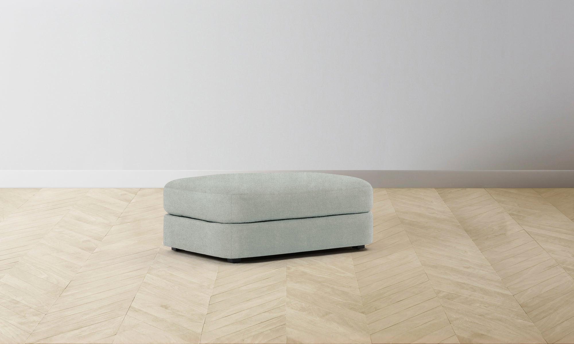 The Varick Ottoman - Performance Melange Weave Seaglass