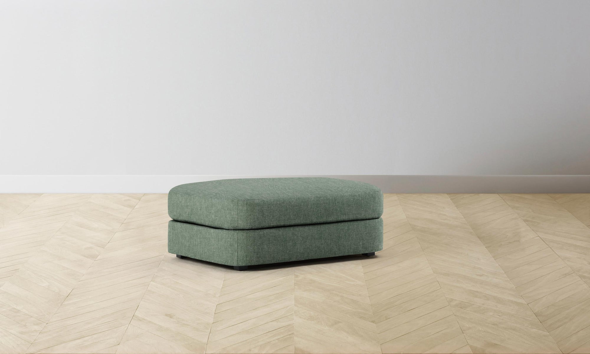 The Varick Ottoman - Performance Stonewashed Linen Aspen