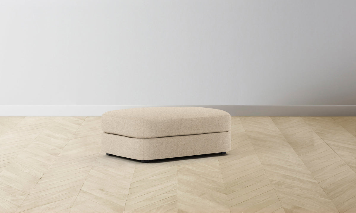 The Varick Ottoman - Performance Textural Weave Savanna