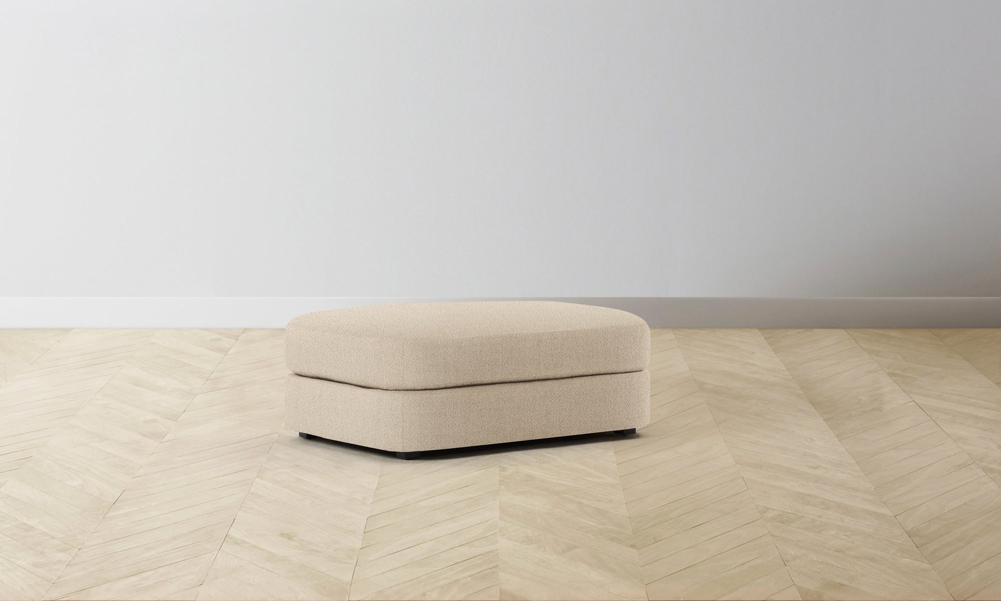 The Varick Ottoman - Performance Textural Weave Savanna