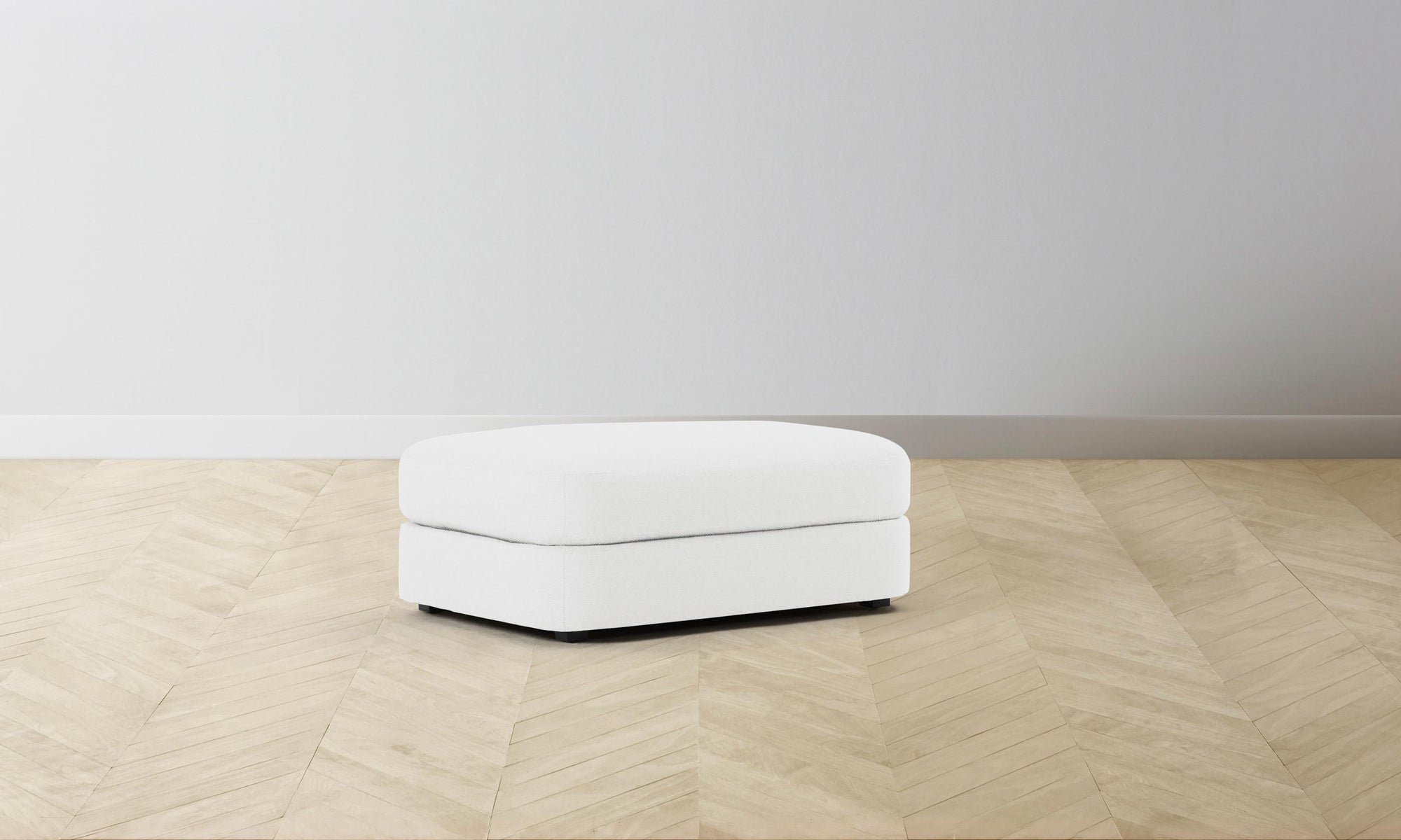 The Varick Ottoman - Performance Linen Weave Pure White