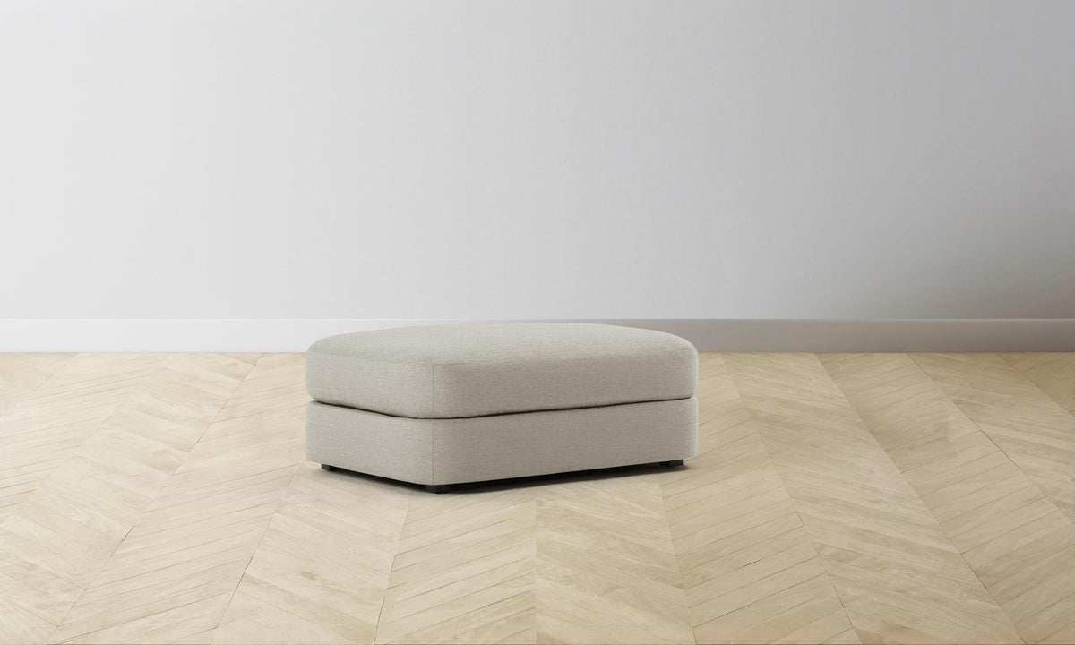 The Varick Ottoman - Performance Linen Weave Beige