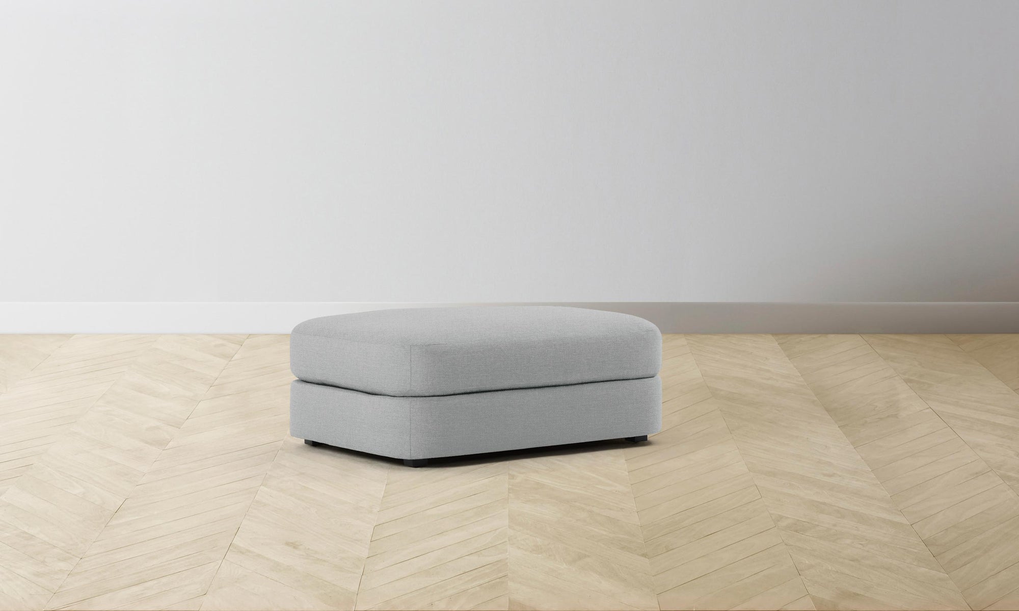 The Varick Ottoman - Performance Linen Weave Cloud