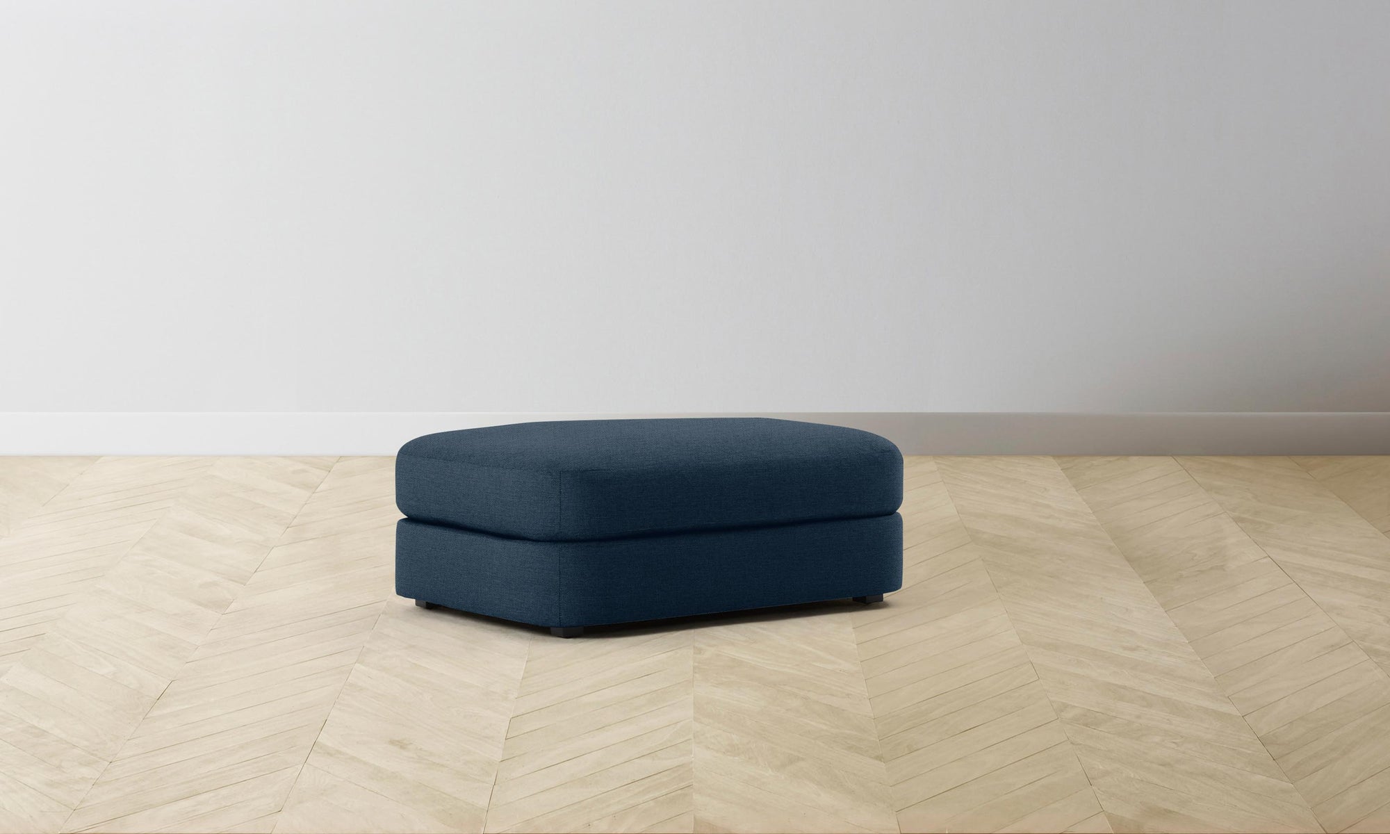 The Varick Ottoman - Performance Linen Weave Bay