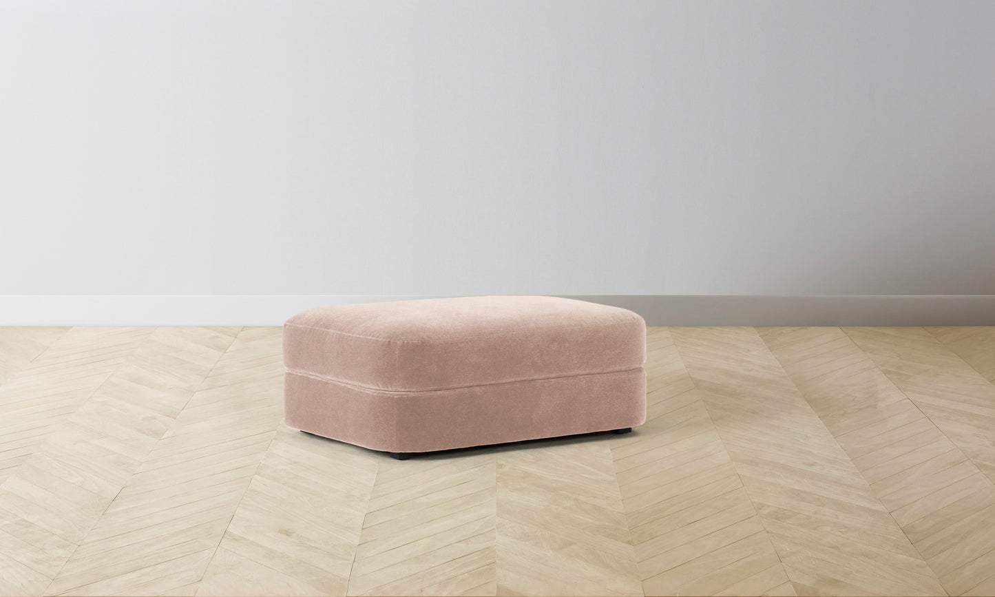 The Varick Ottoman - Performance Velvet Dusty Rose