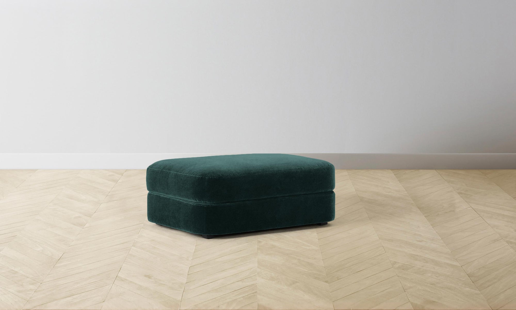 The Varick Ottoman - Performance Velvet Emerald