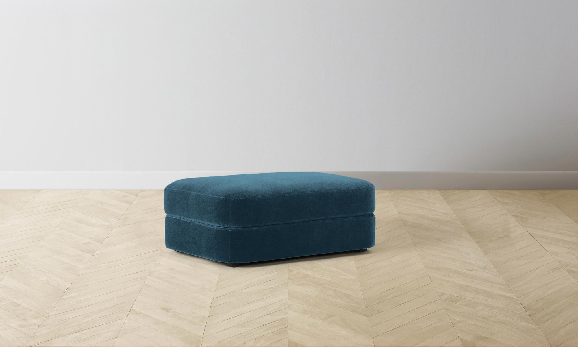 The Varick Ottoman - Performance Velvet Lagoon